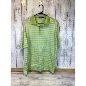 Bugatchi Men’s Striped Polo Shirt Lime Green Gray Size L